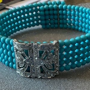 Beautiful choker necklace with blue stones and crystals